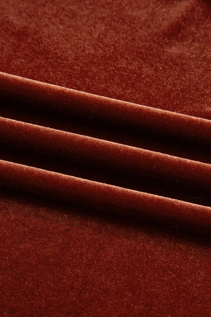 Velvet Afterglow Ruched Mini Dress – Rust