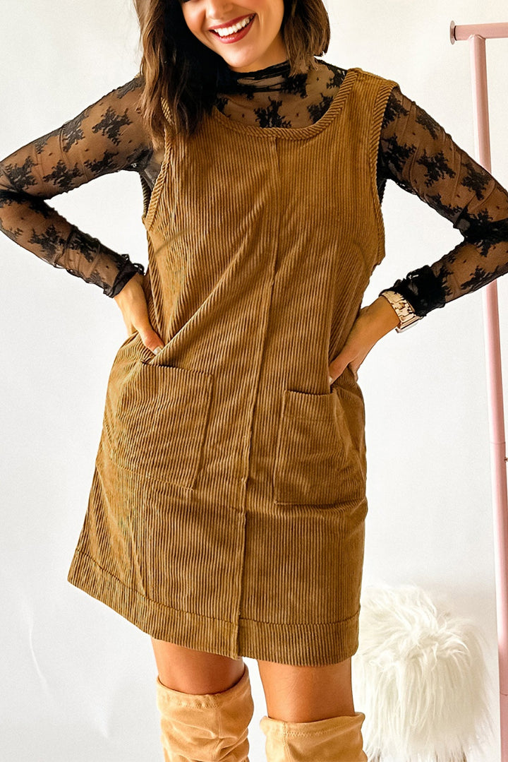 Golden Hour Cord Pinafore Dress (with Pockets!)