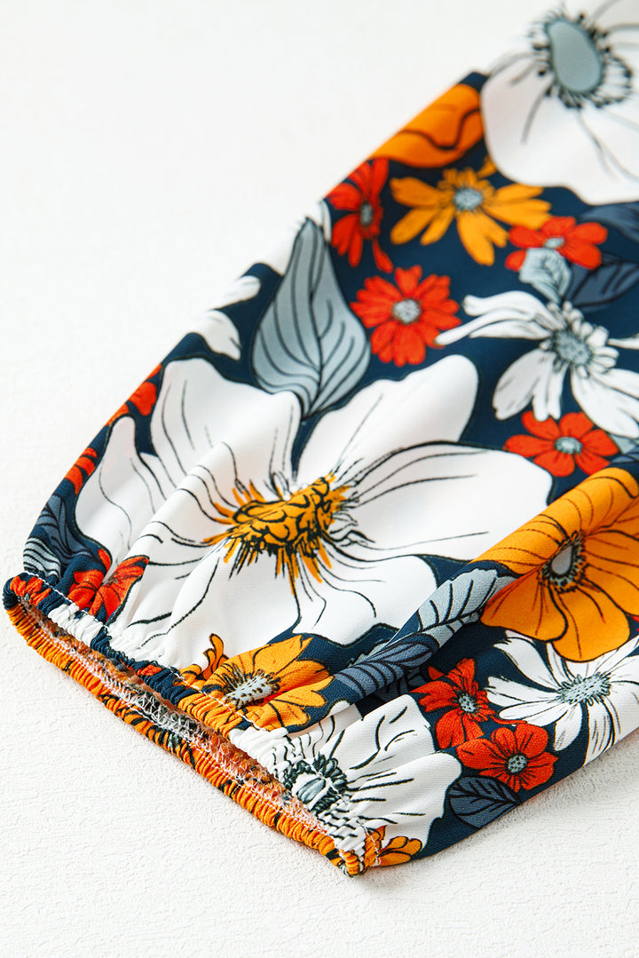 Autumn Bloom Boho V-Neck Pocket Dress