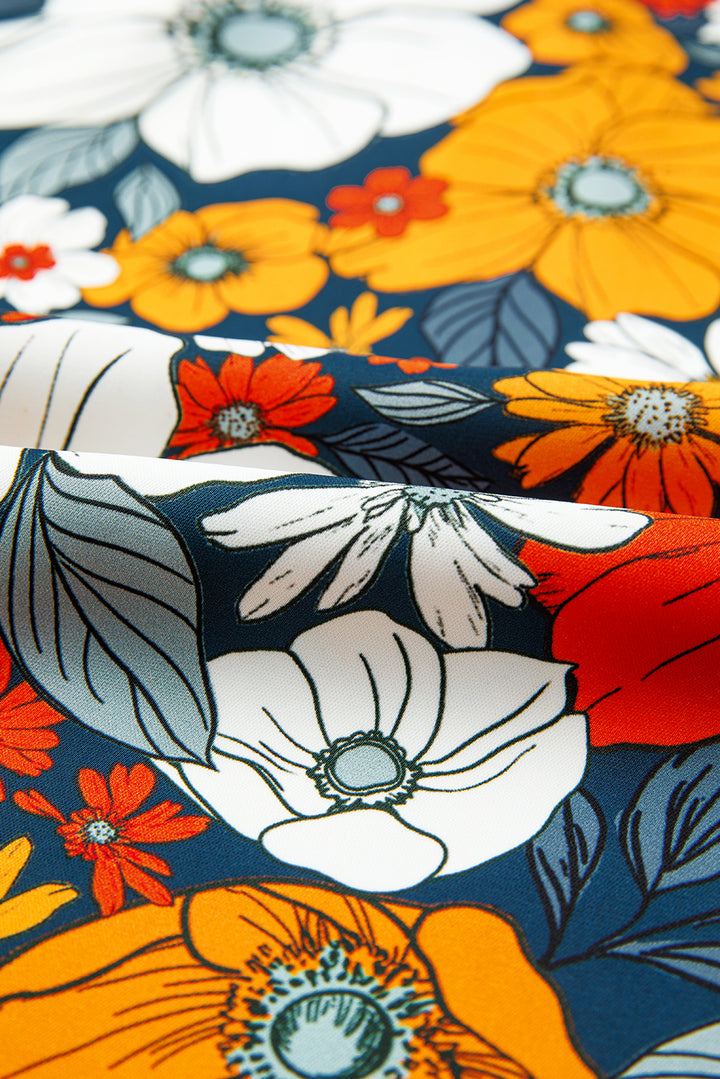 Autumn Bloom Boho V-Neck Pocket Dress