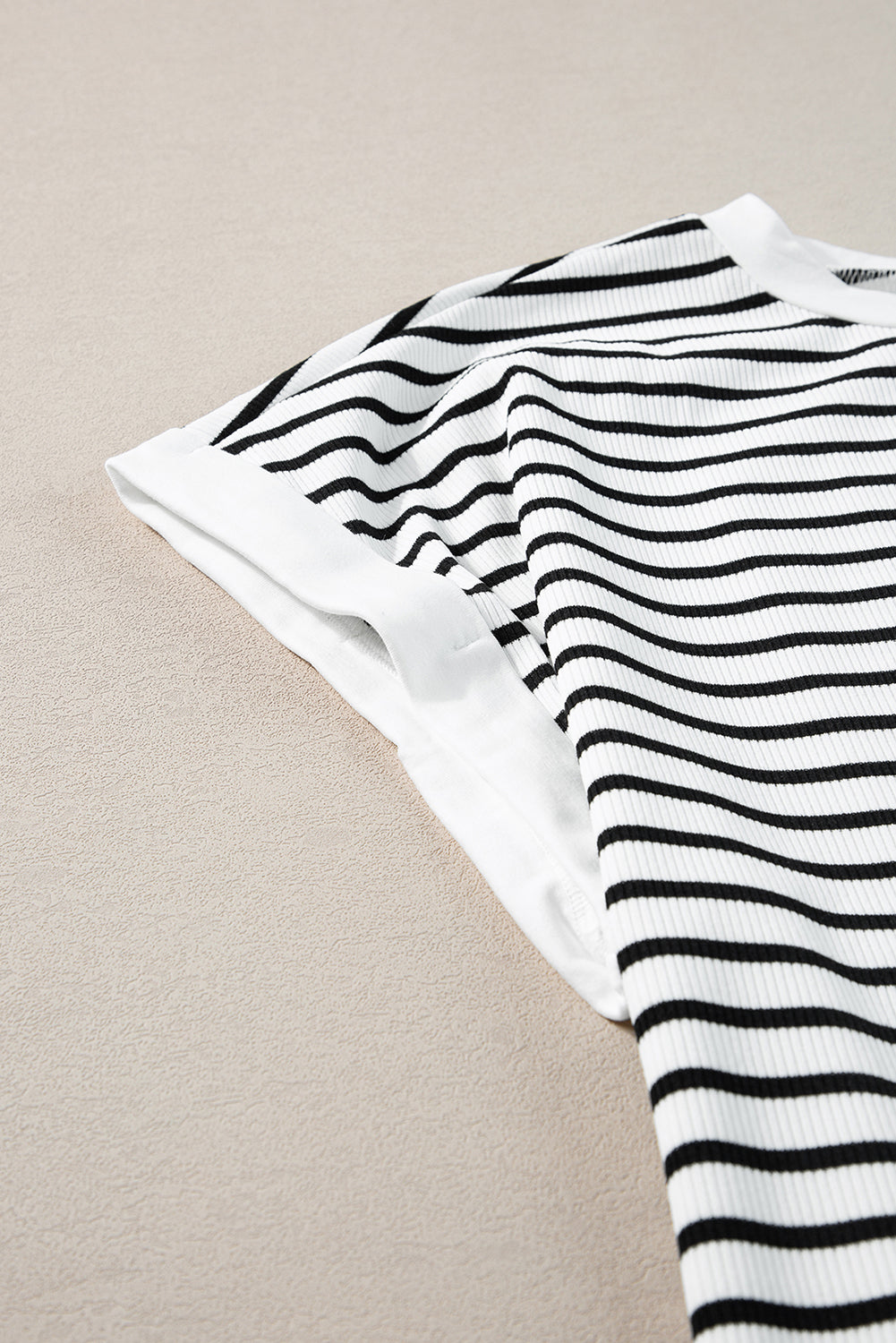 Chic & Comfy Striped Lounge Set – Two-Piece Knit Top & Shorts