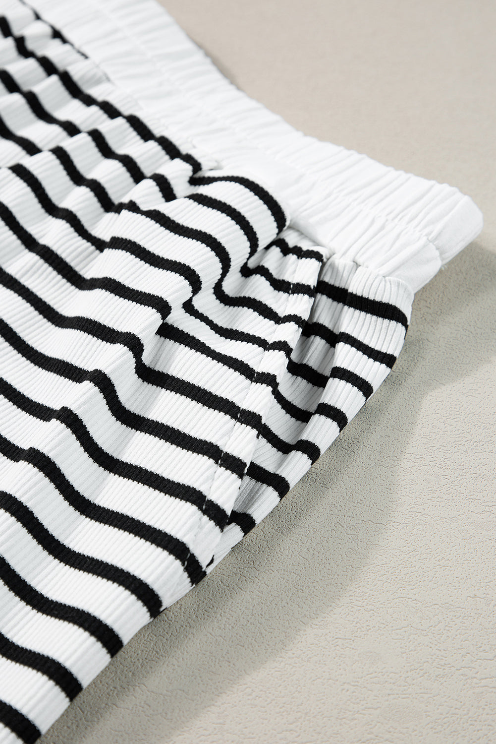 Chic & Comfy Striped Lounge Set – Two-Piece Knit Top & Shorts