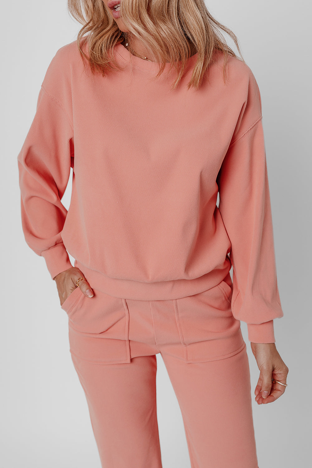 🌸 Luxe Everyday Corduroy Lounge Set – Soft Peach Comfort Meets Effortless Style 🌸