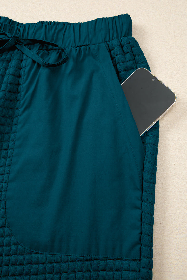 Luke & Estelle "Cozy Confidence" Waffle Knit Buttoned Lounge Set – Teal