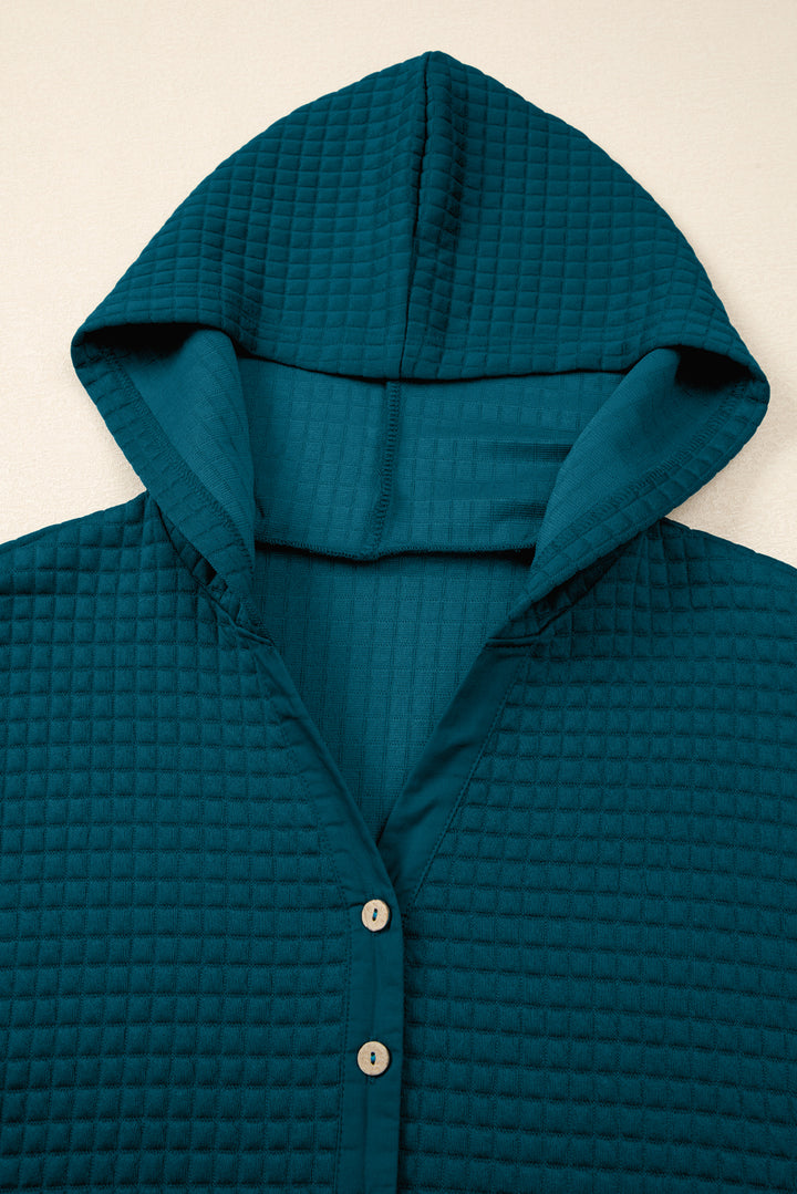 Luke & Estelle "Cozy Confidence" Waffle Knit Buttoned Lounge Set – Teal