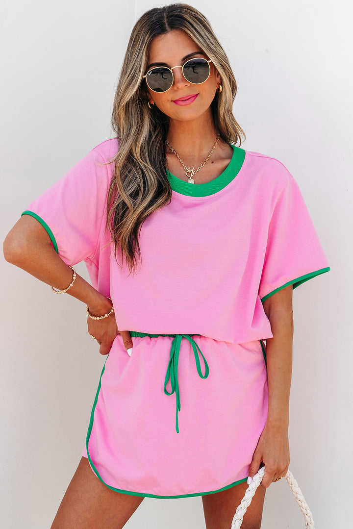 Bubblegum & Kelly Contrast Skort Set