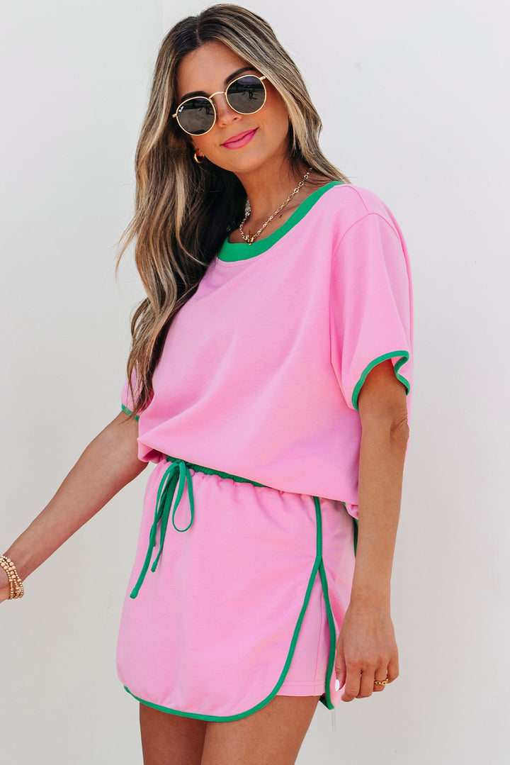 Bubblegum & Kelly Contrast Skort Set
