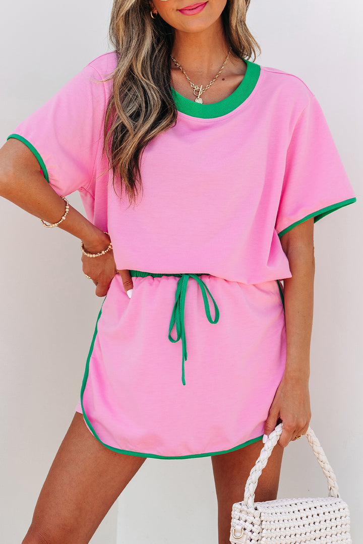 Bubblegum & Kelly Contrast Skort Set