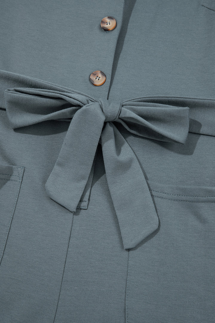 Pocket-Perfect Belted Button Jumpsuit – Slate Blue