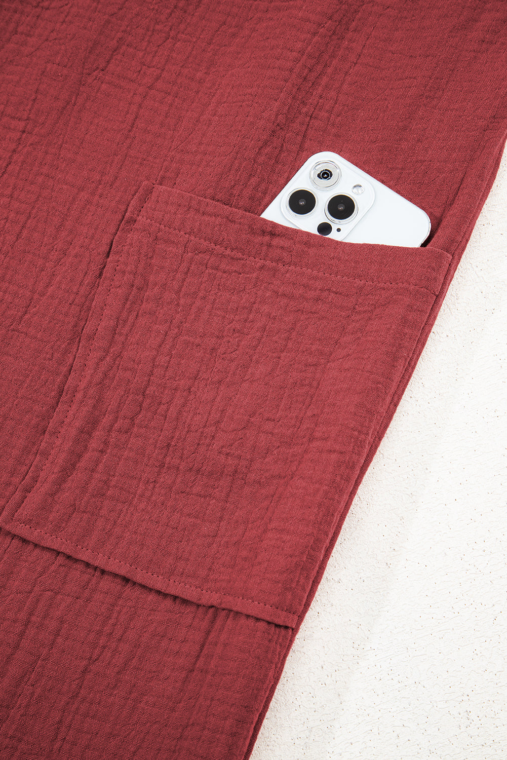 Crimson Comfort Tie-Back Gauze Jumpsuit