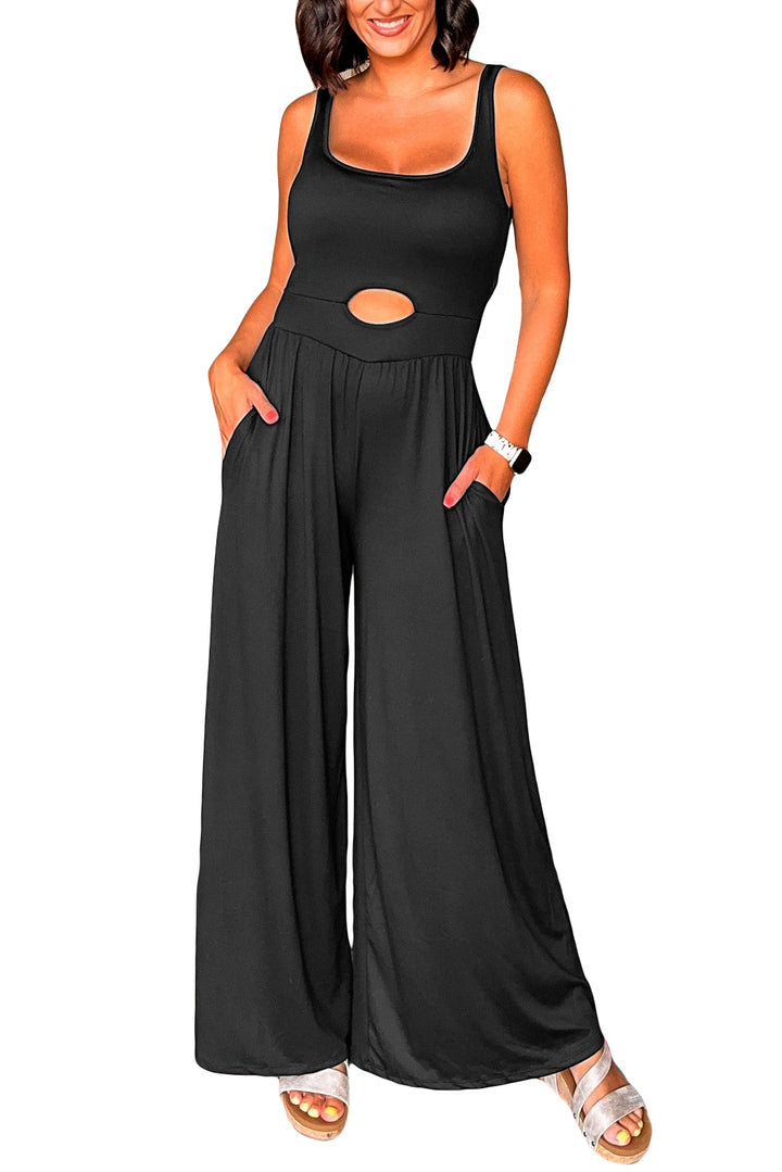 Midnight Keyhole Palazzo Jumpsuit – Black