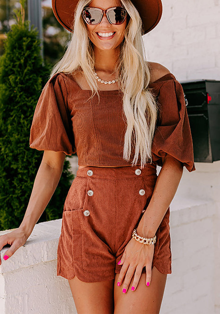 Buttoned-Up Bliss Corduroy Shorts — Luxe Texture, Pocket Perfection