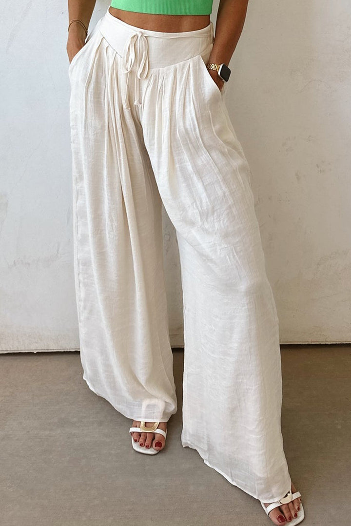 Breeze Away Wide-Leg Gauze Pants – Cloud White