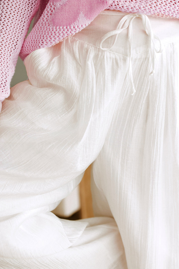 Breeze Away Wide-Leg Gauze Pants – Cloud White
