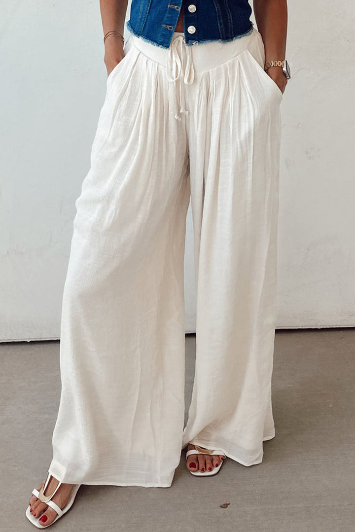 Breeze Away Wide-Leg Gauze Pants – Cloud White