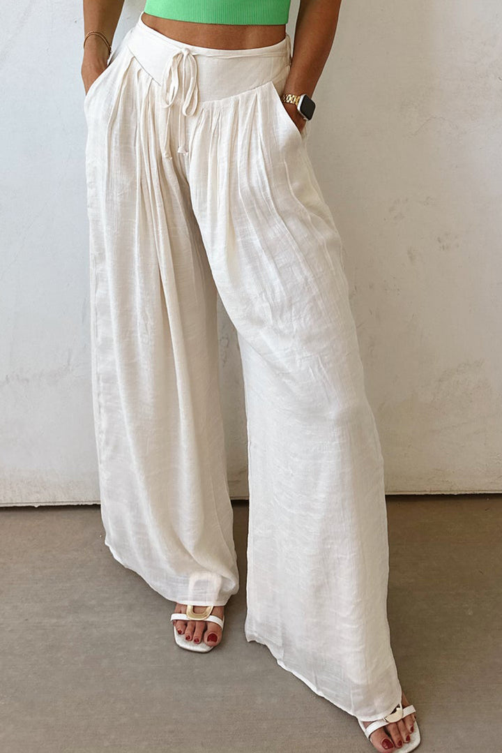 Breeze Away Wide-Leg Gauze Pants – Cloud White