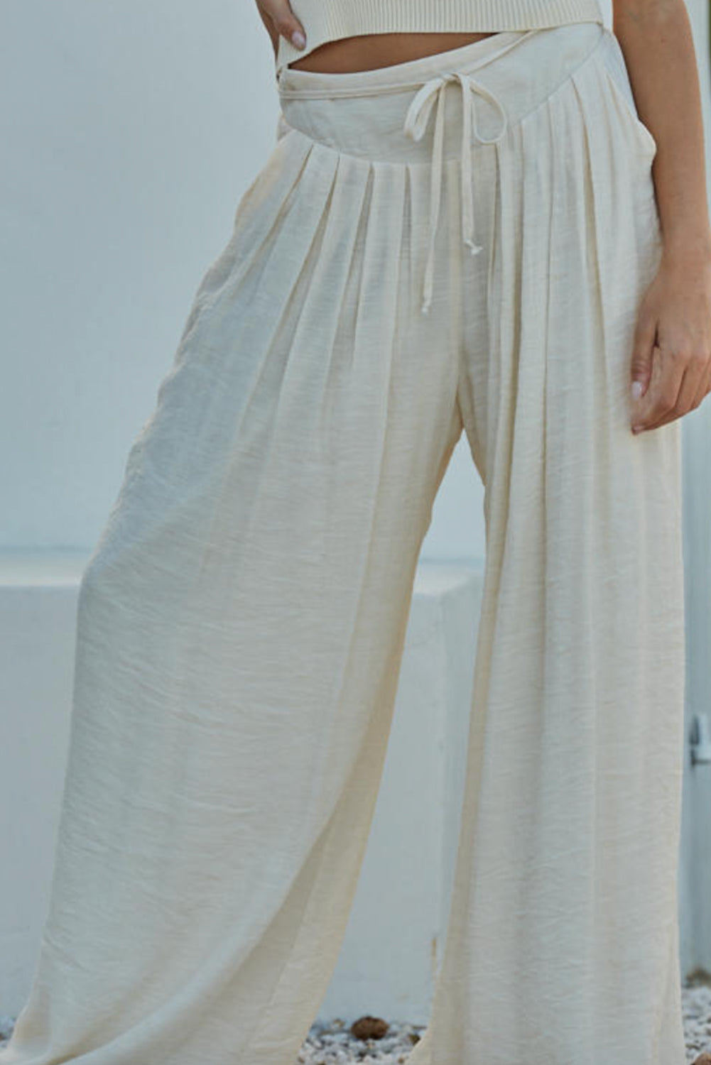 Breeze Away Wide-Leg Gauze Pants – Cloud White
