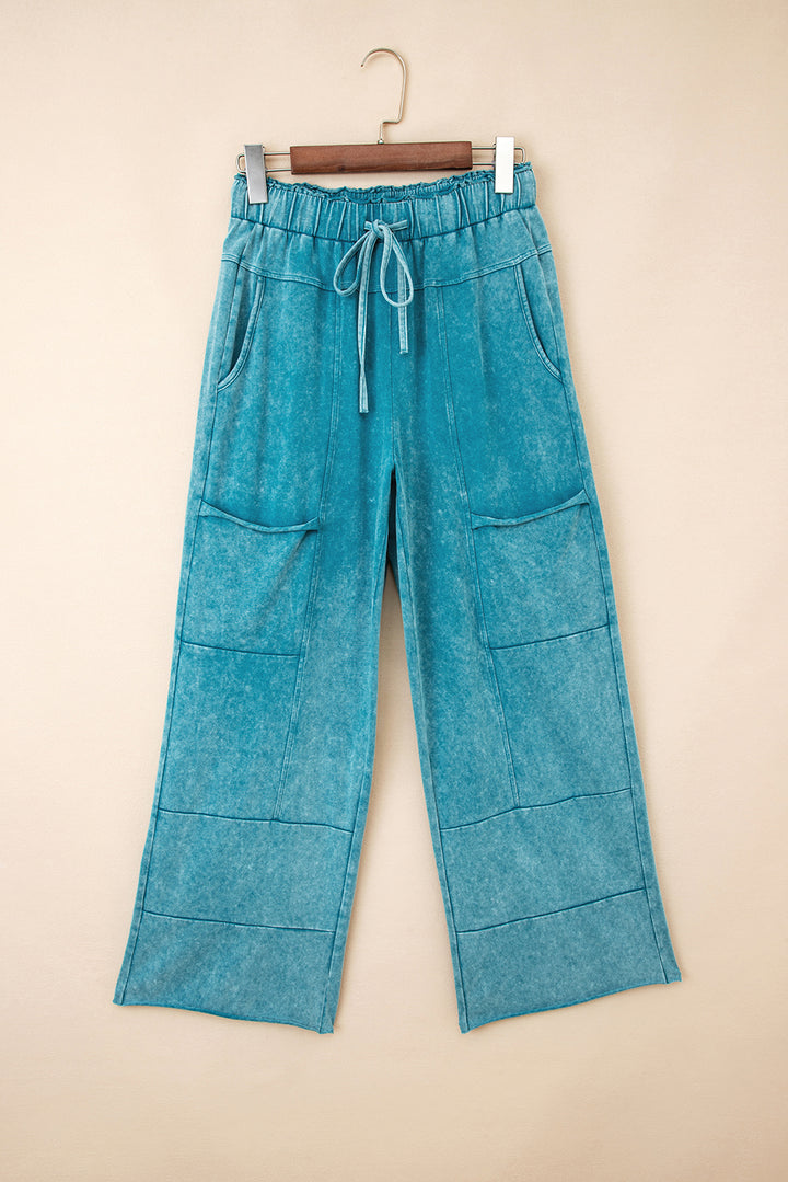 Lake Day Luxe Wide-Leg Drawstring Pants (Teal)