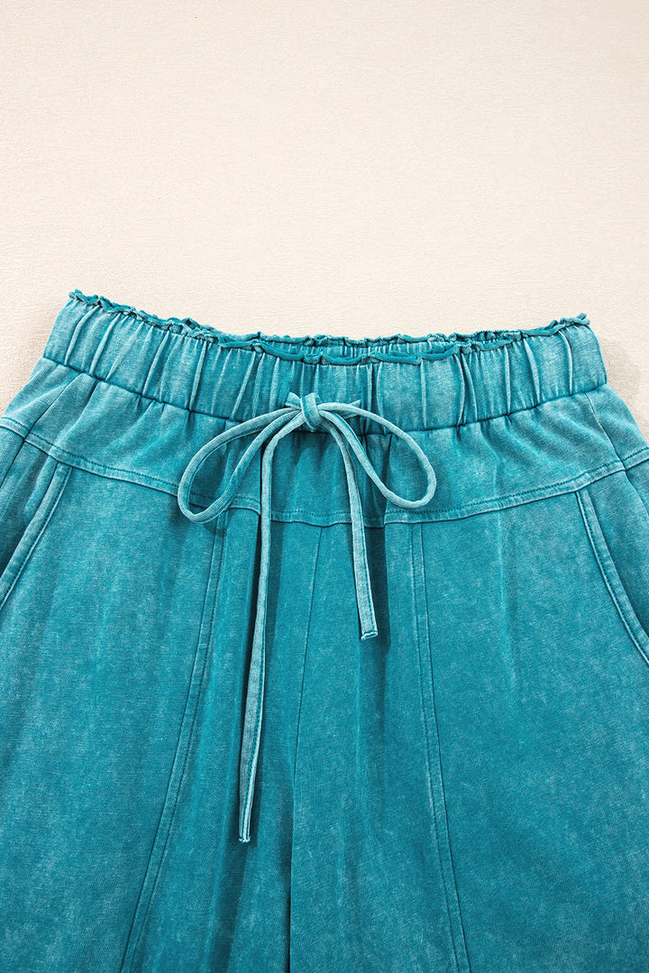 Lake Day Luxe Wide-Leg Drawstring Pants (Teal)