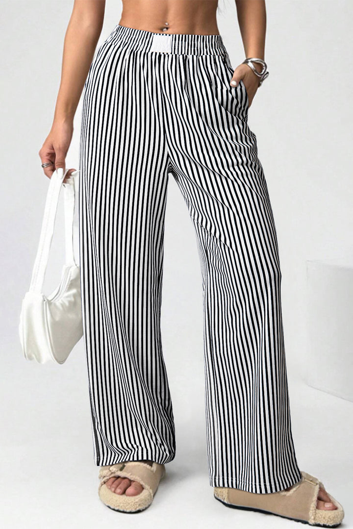 Pinstripe Glide Wide-Leg Pants