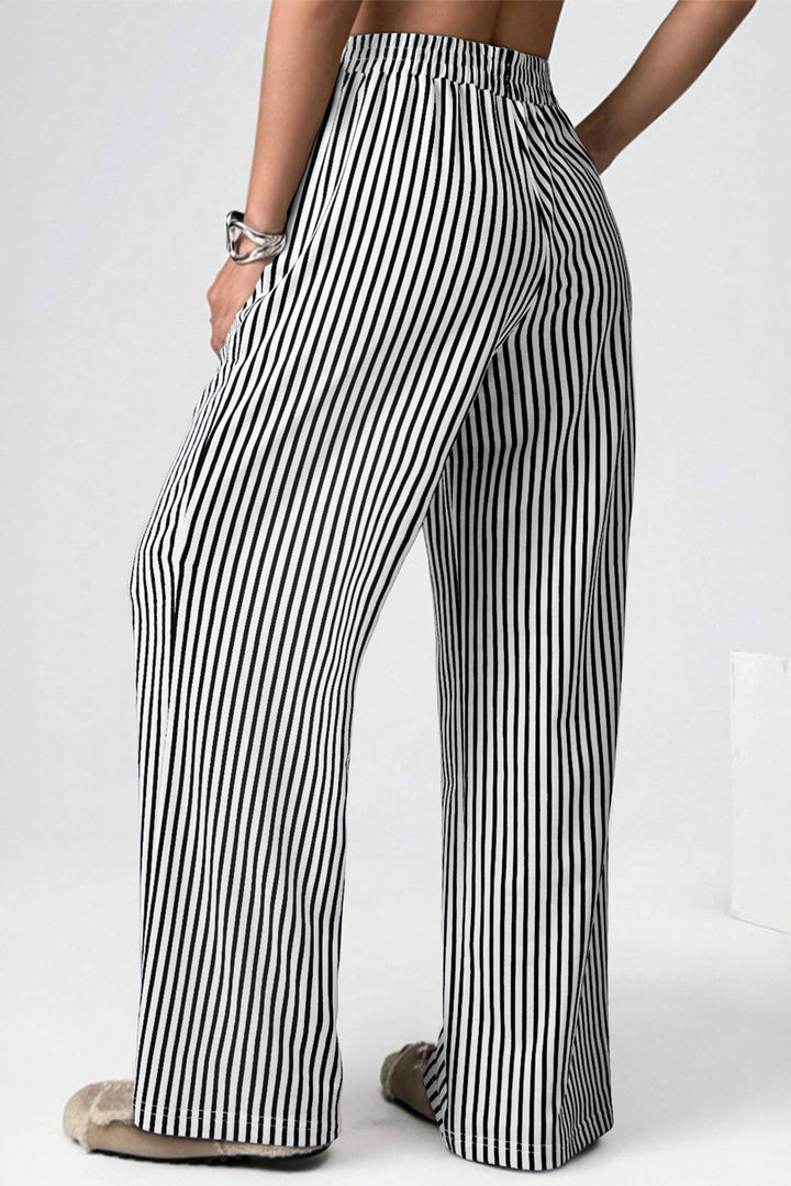 Pinstripe Glide Wide-Leg Pants