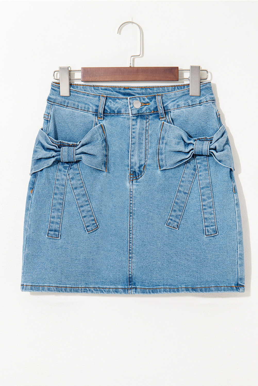 Bow Down Denim Mini Skirt