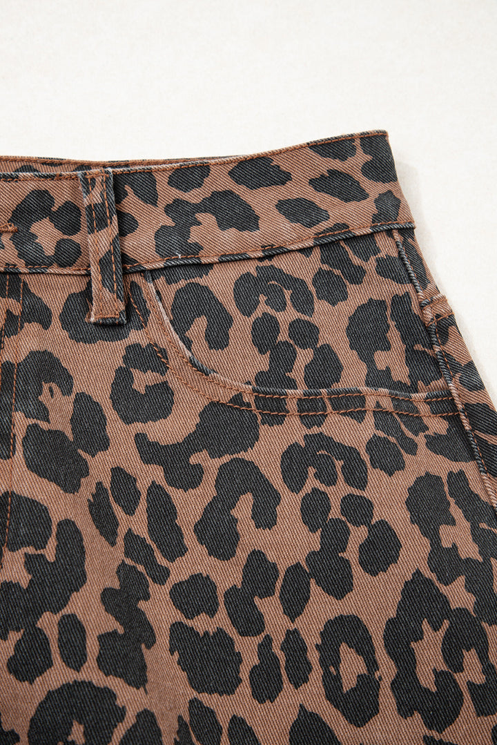 LC78112Luke &; Estelle “Run Wild” Leopard Denim Midi Skirt