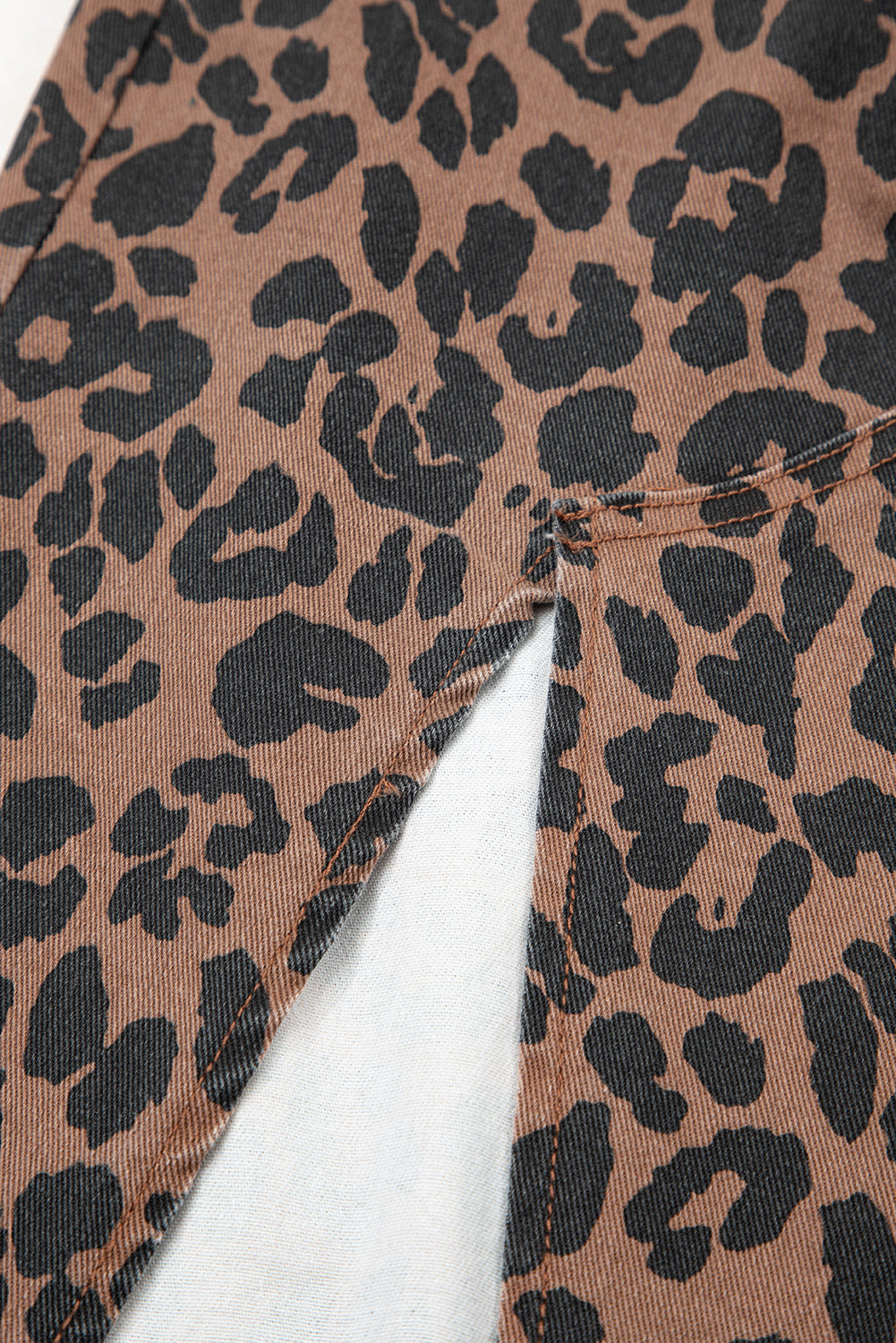 LC78112Luke &; Estelle “Run Wild” Leopard Denim Midi Skirt