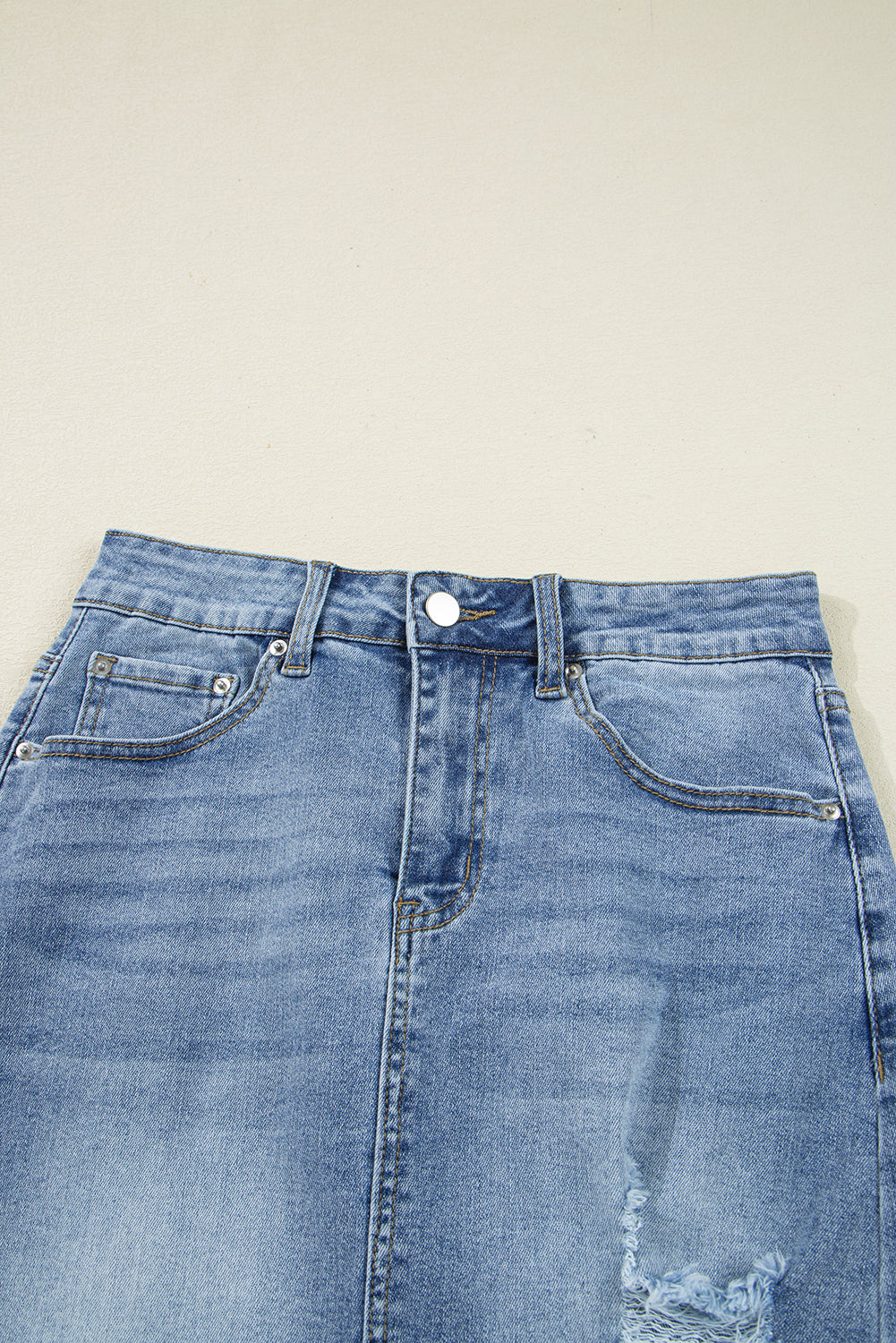 Luke & Estelle “Wild At Heart” Distressed Midi Denim Skirt – BHB Boutique Exclusive