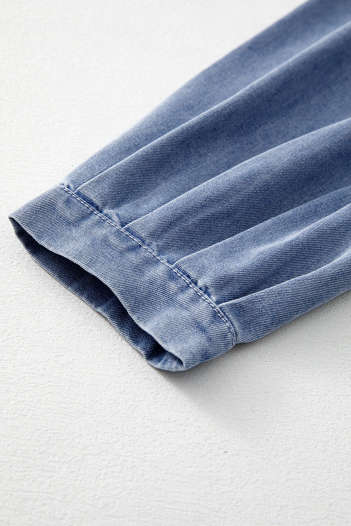 Denim Daydream Pintuck Tie Blouse 💙