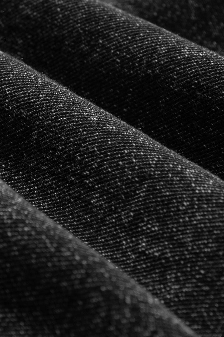 Charcoal Stone Washed Distressed Bib Pocket Wide Leg Denim Overall Tie Straps