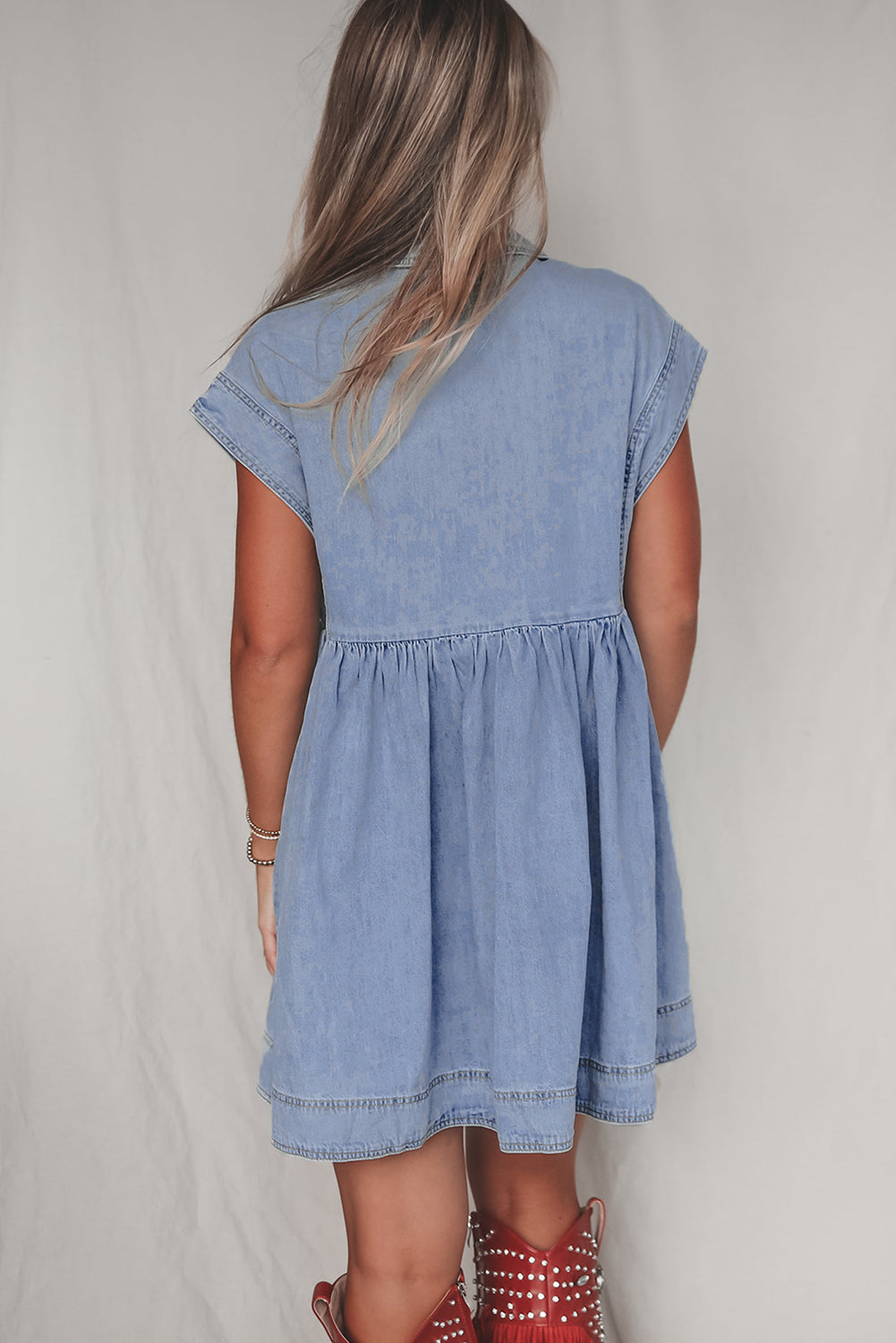 Sunny Ease Chambray Babydoll Dress 💙