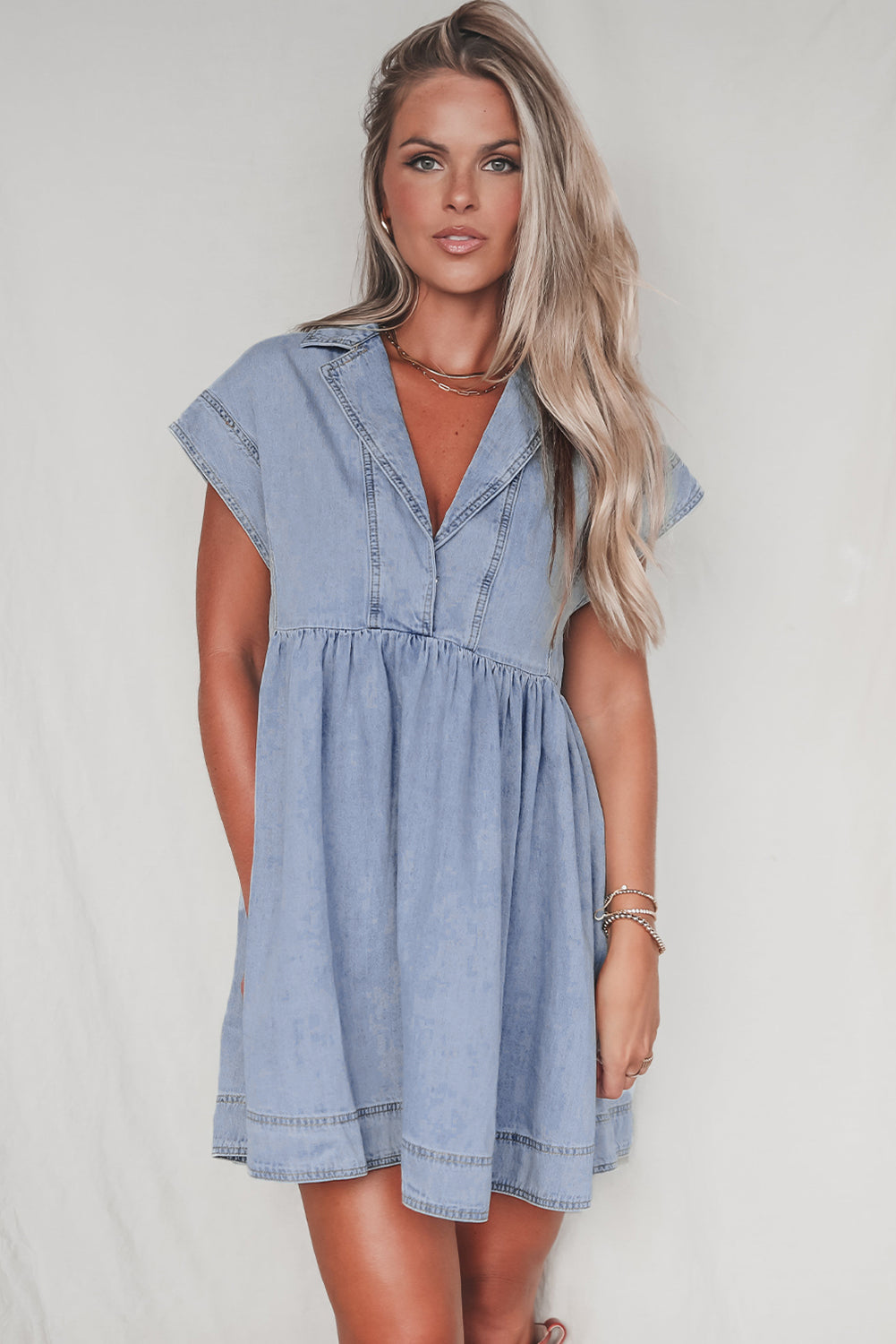 Sunny Ease Chambray Babydoll Dress 💙