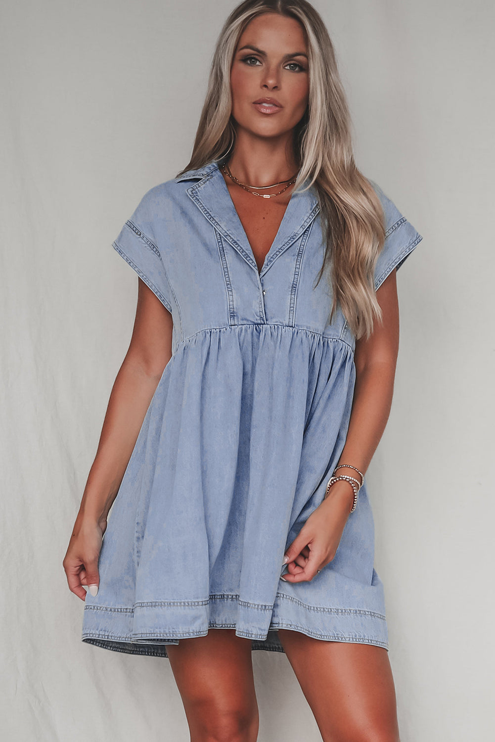 Sunny Ease Chambray Babydoll Dress 💙