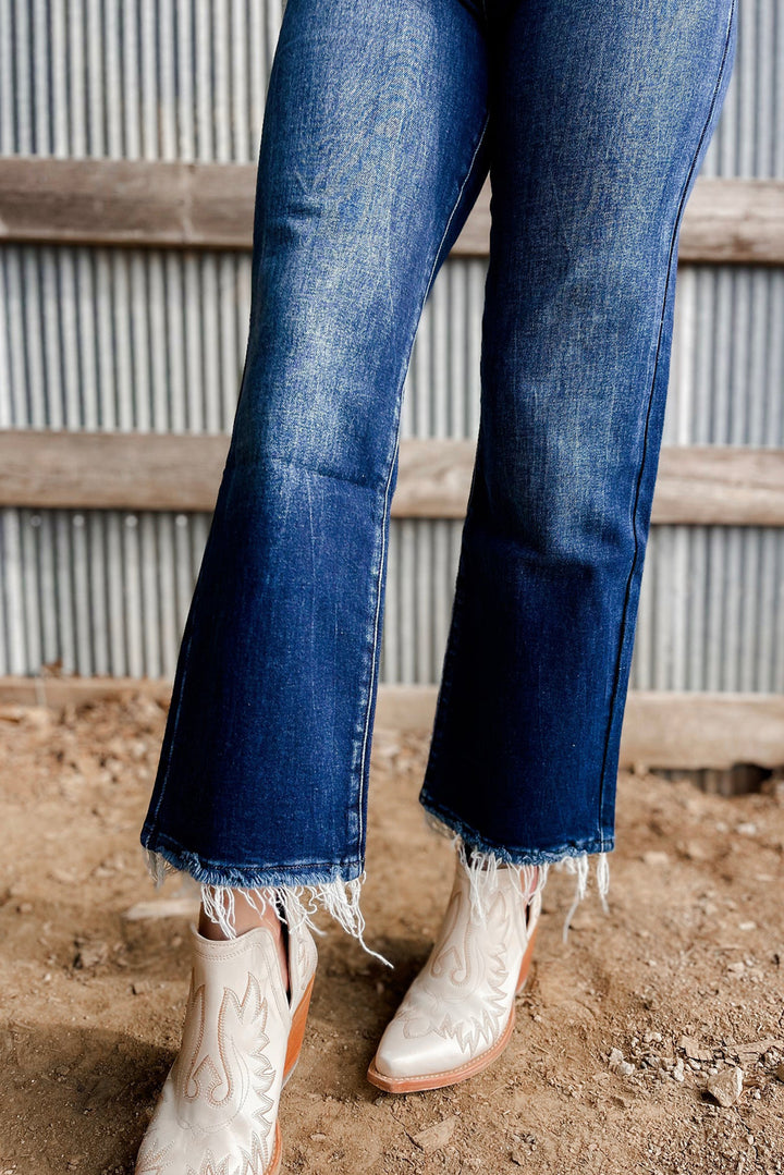 High Noon Vintage Flare Jeans – Raw Hem Denim