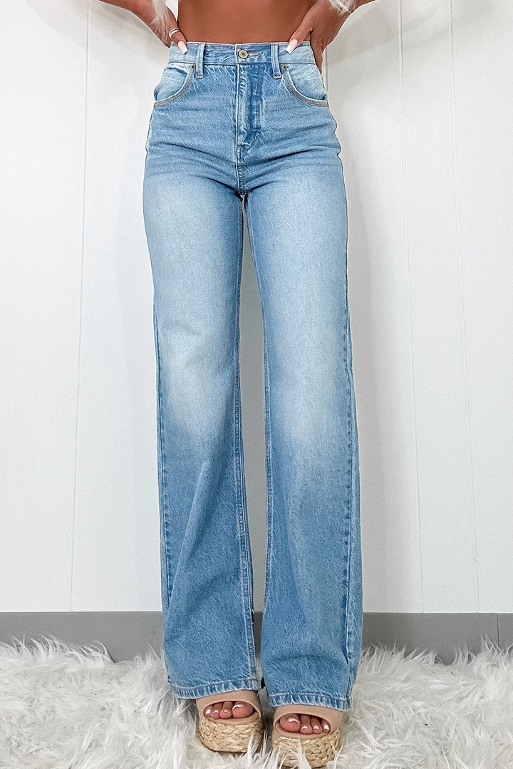 Luke & Estelle “Dream Fit” High-Rise Front Slit Wide-Leg Jeans – Exclusive to BHB Boutique