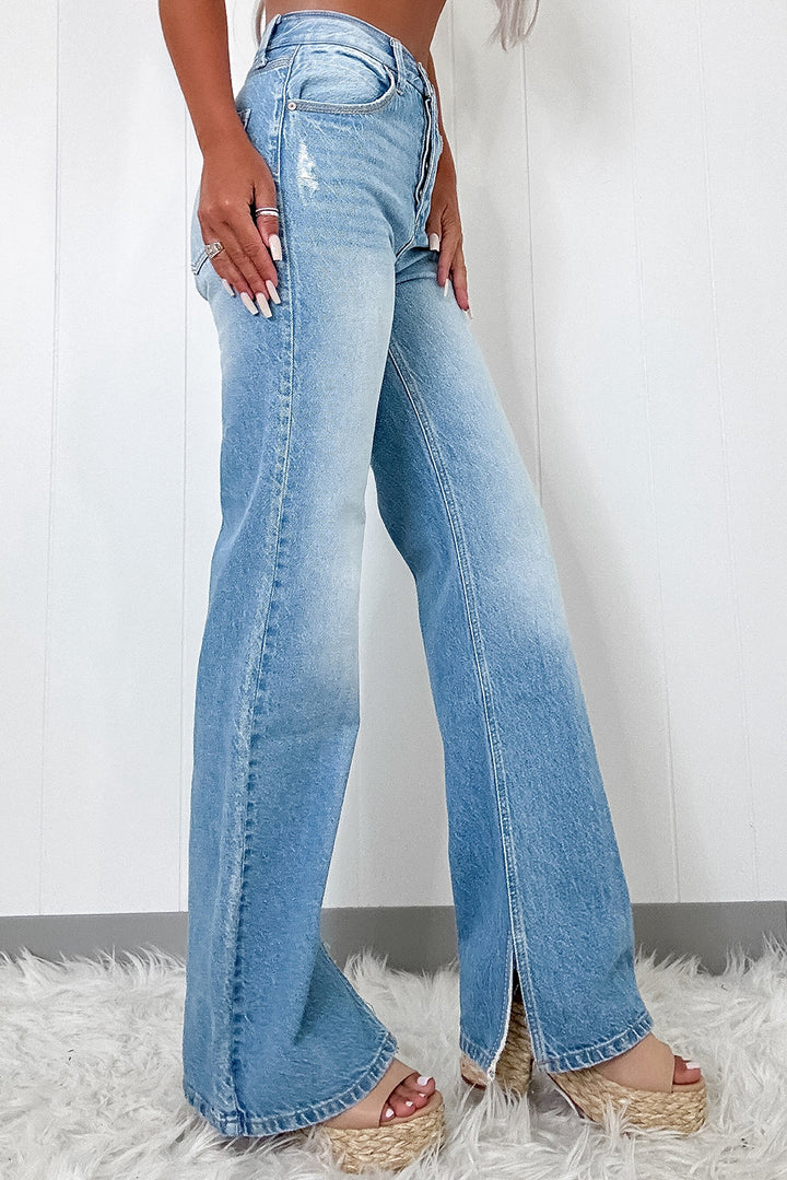 Luke & Estelle “Dream Fit” High-Rise Front Slit Wide-Leg Jeans – Exclusive to BHB Boutique