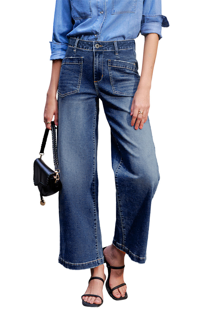 City-Cool Patch Pocket Wide-Leg Jeans