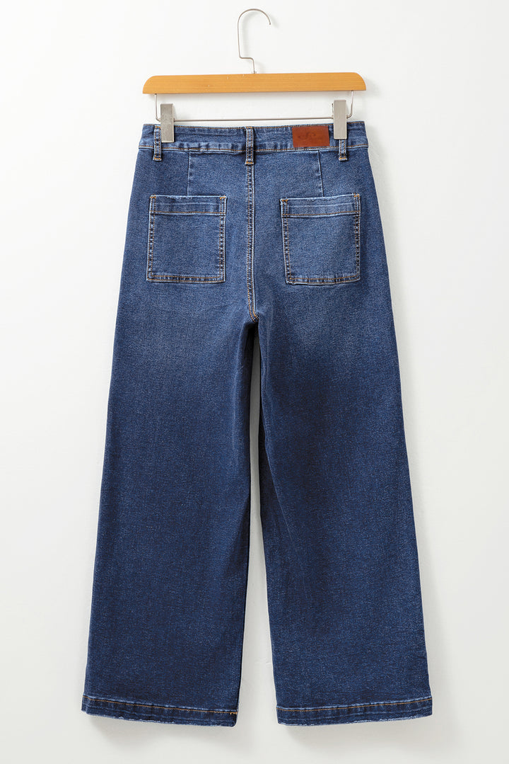 City-Cool Patch Pocket Wide-Leg Jeans