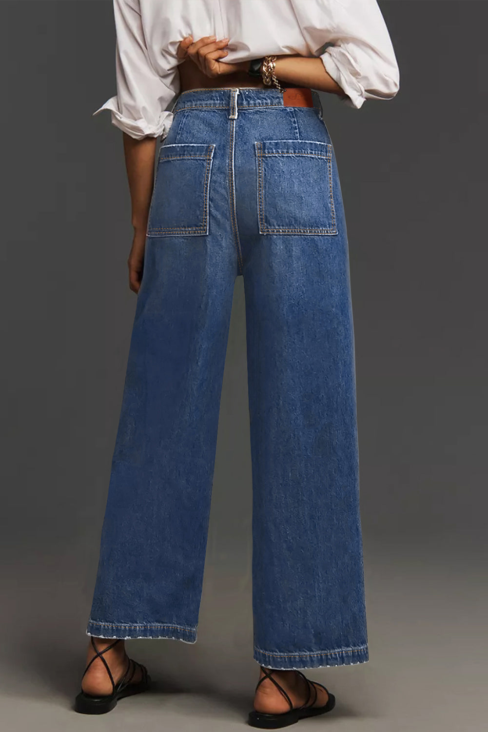 City-Cool Patch Pocket Wide-Leg Jeans