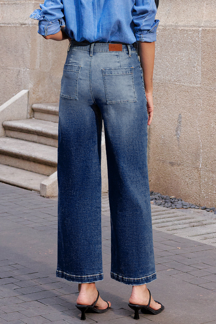 City-Cool Patch Pocket Wide-Leg Jeans