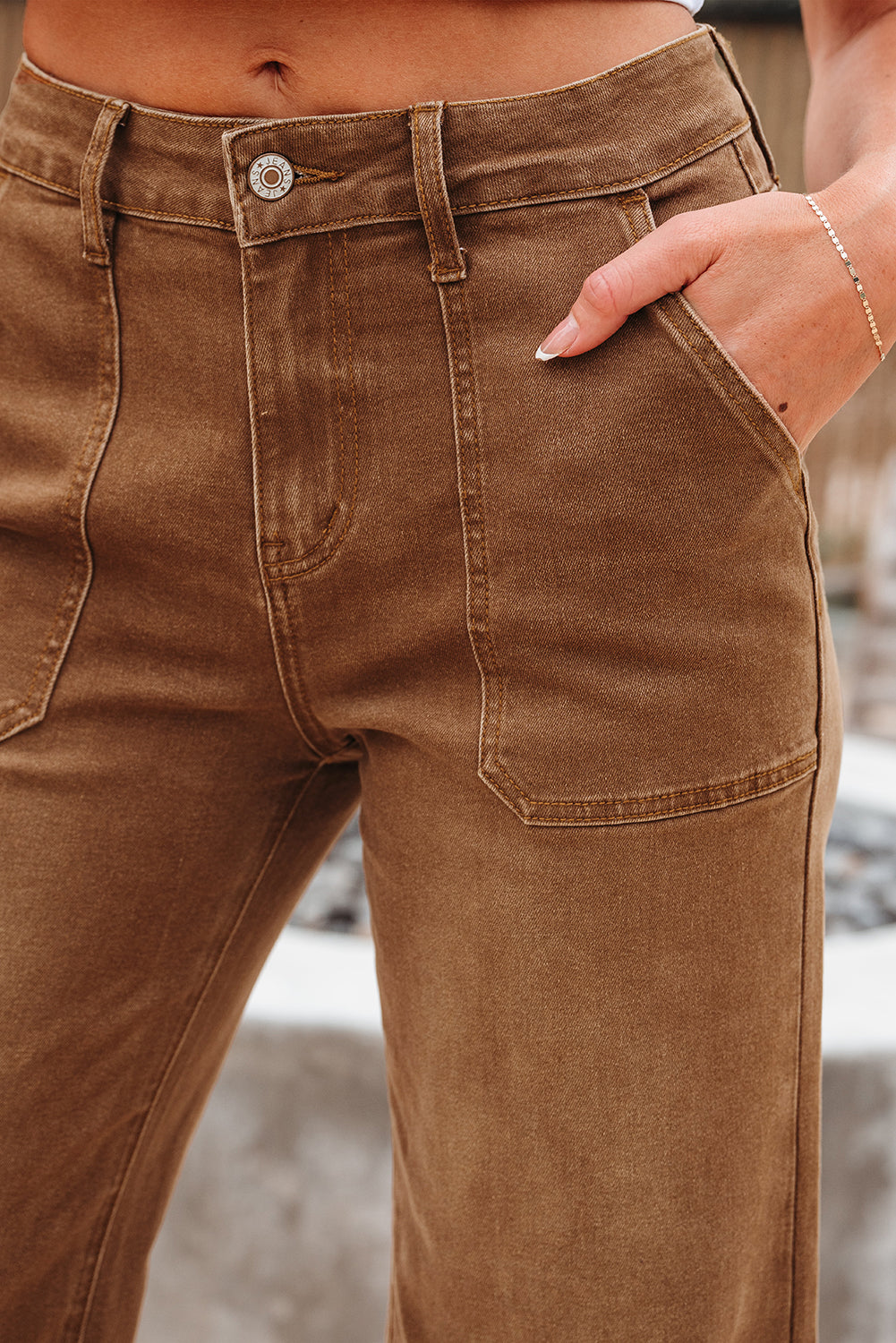 Trailblazer High-Rise Cropped Wide-Leg Jeans – Caramel