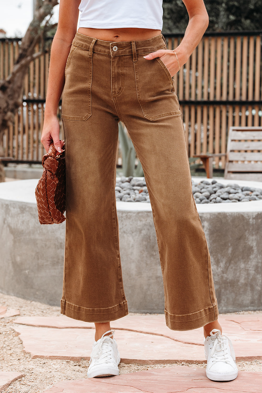 Trailblazer High-Rise Cropped Wide-Leg Jeans – Caramel