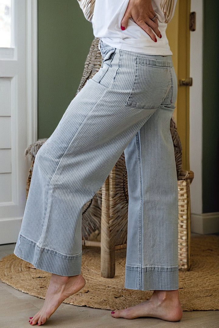 Main Street Pinstripe Wide-Leg Jeans