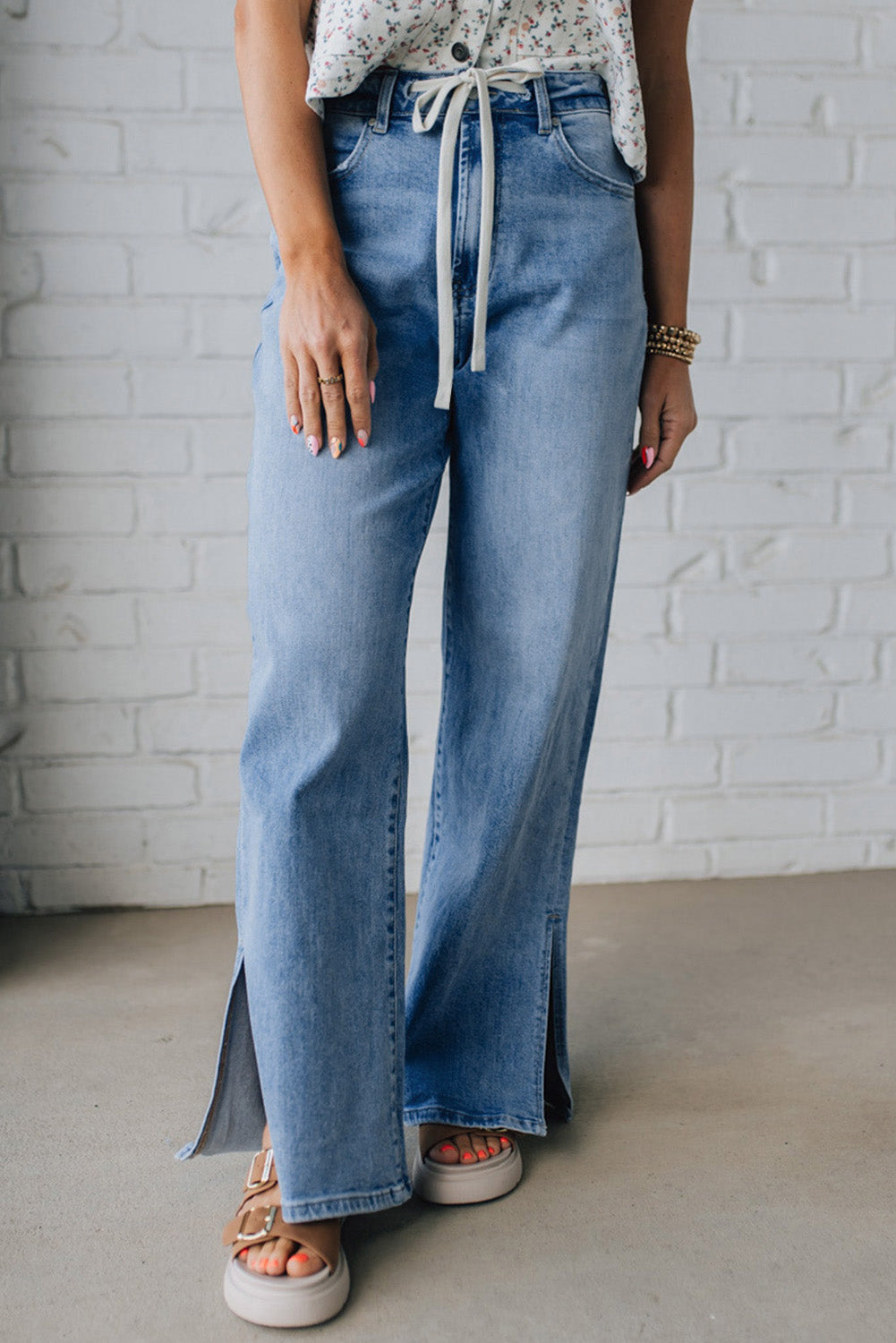 Luke & Estelle “Weekend Luxe” Wide Leg Denim Pants