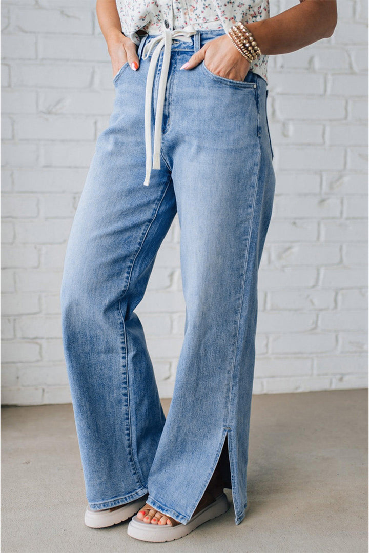 Luke & Estelle “Weekend Luxe” Wide Leg Denim Pants
