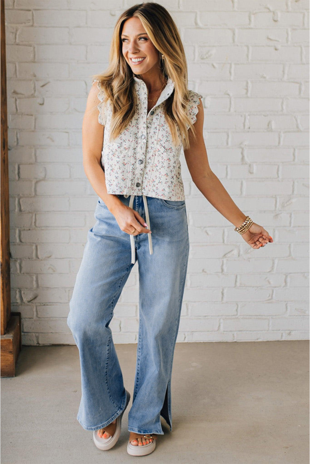 Luke & Estelle “Weekend Luxe” Wide Leg Denim Pants