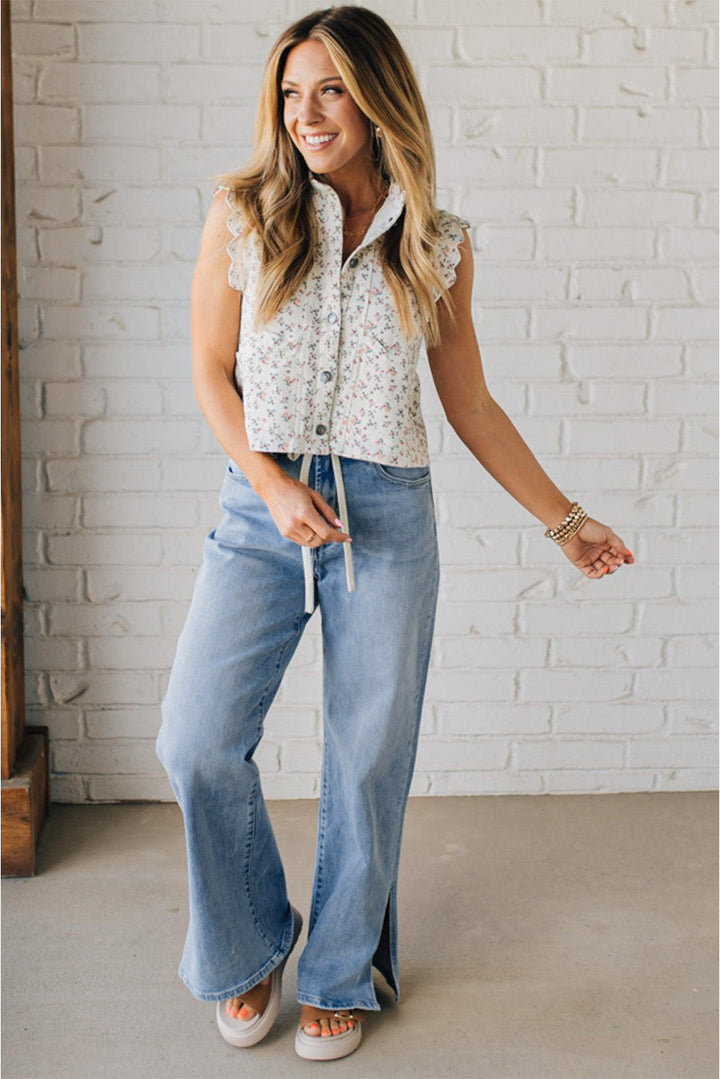 Luke & Estelle “Weekend Luxe” Wide Leg Denim Pants