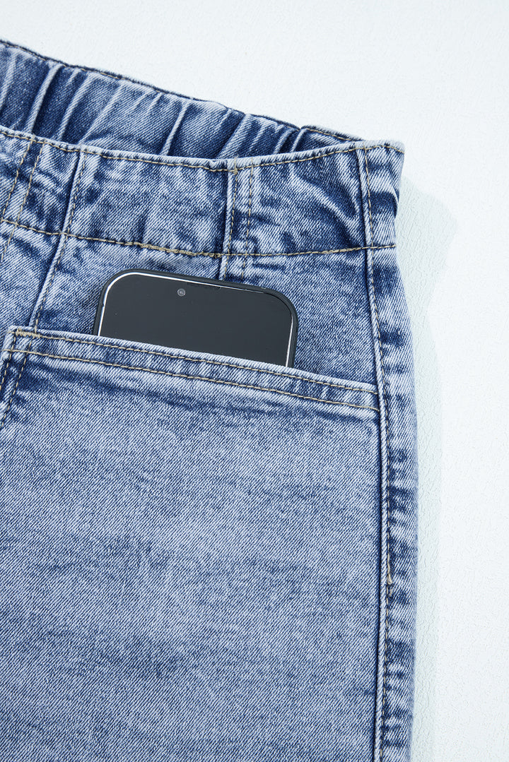 Skyline Barrel-Leg Tie-Waist Jeans – Light Wash