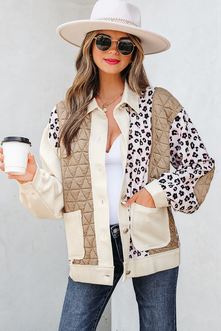 Luke & Estelle “Caffeine & Confidence” Quilted Leopard Patch Shacket – BHB Boutique Exclusive ☕🐆